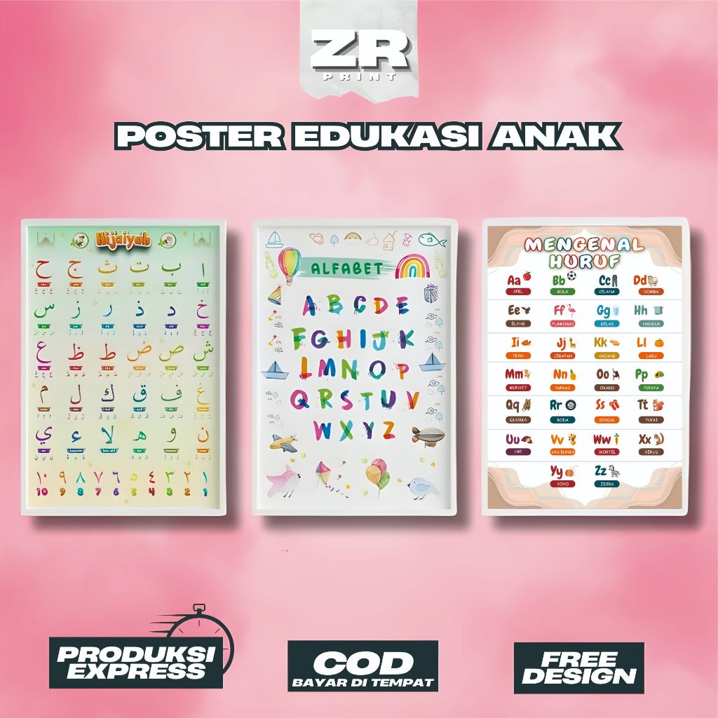 

Poster Edukasi Anak WIPE and CLEAN untuk Balita PAUD TK SD Angka Huruf Hewan Buah READY