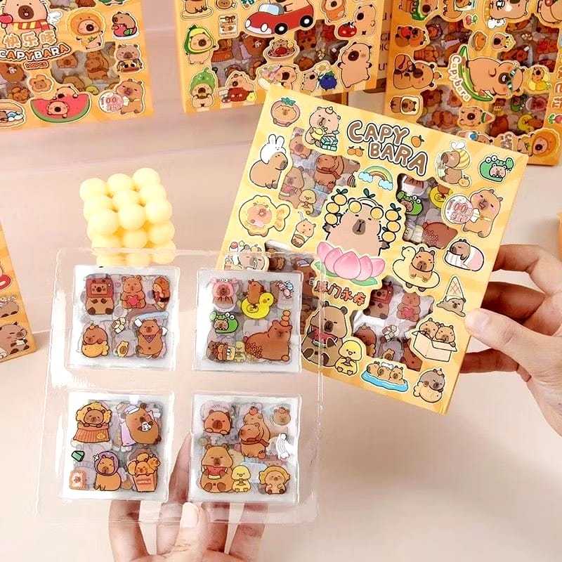 

1set 100 Lembar Sticker DIY Sticker Anti Air Sticker Serbaguna Anak Perempuan Laki-Laki Avenger Labubu Capybara Frozen Hello kitty