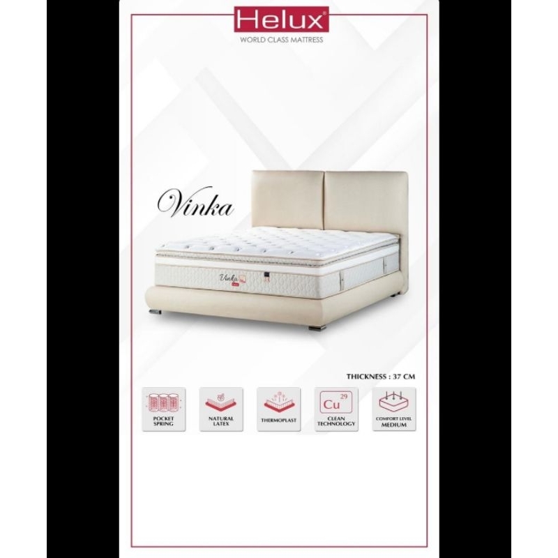Kasur springbed merk asli original Helux type Vinka tebal kasur 37cm. bisa hanya kasur atau set orig