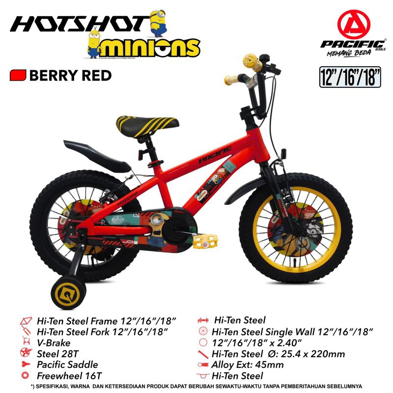 Sepeda BMX 16 inc Hotshot Minion Sepeda Pacific Anak laki laki