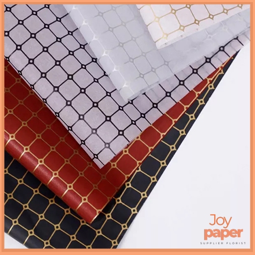 Kertas buket bunga kotak kotak flower wrapping paper cellophane KB6246