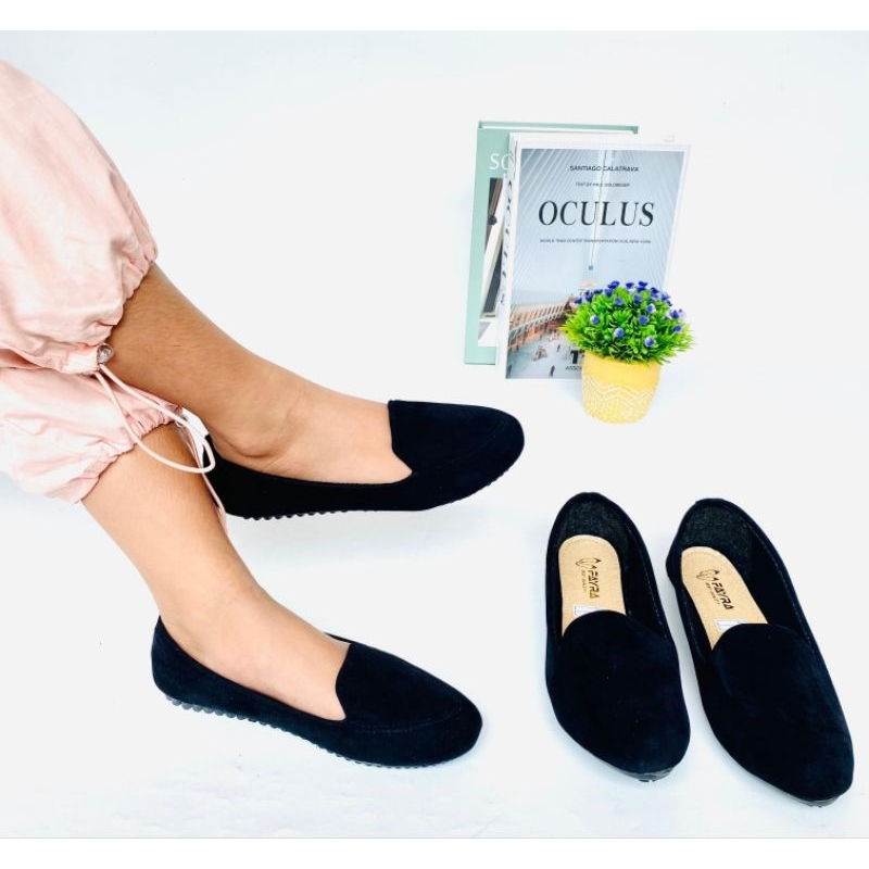 Sepatu Balet Couple Ibu dan Anak Perempuan Flatshoes Sol Karet Polos Simple Elegan bisa COD