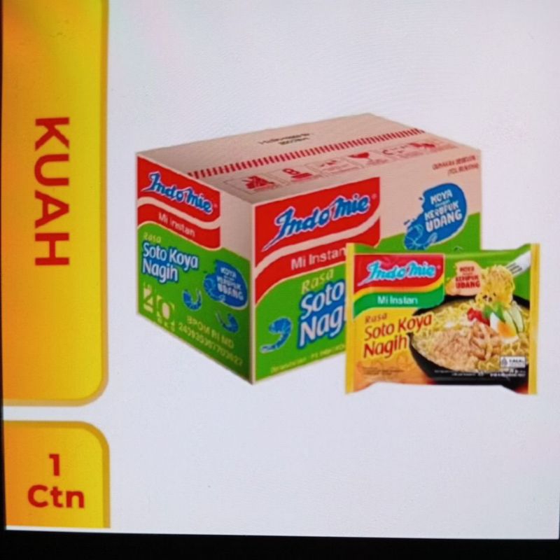 

Indomie Mi Instan rasa soto koya nagih {1Dus 40 pcs}