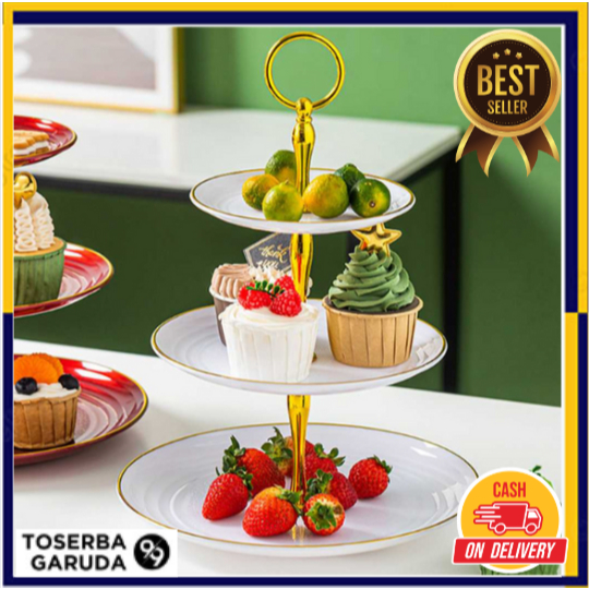 Rak Kue Susun 3 Tingkat Detachable Plate Cake Stand Display rak kue lebaran 2025