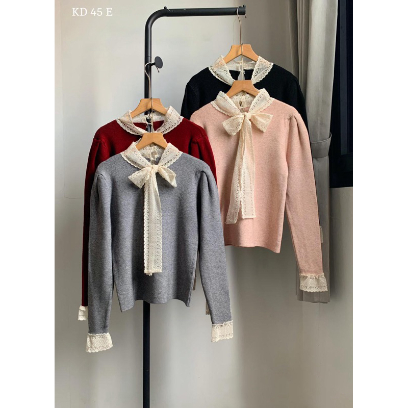 atasan rajut pita renda