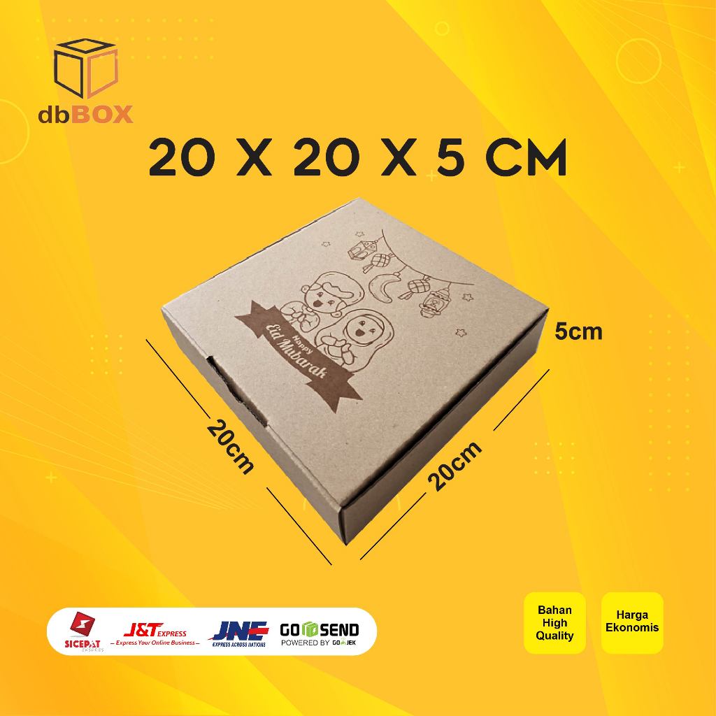 

Kardus 20x20x5 cm + SABLON IDUL FITRI--Die Cut dan easy usage—