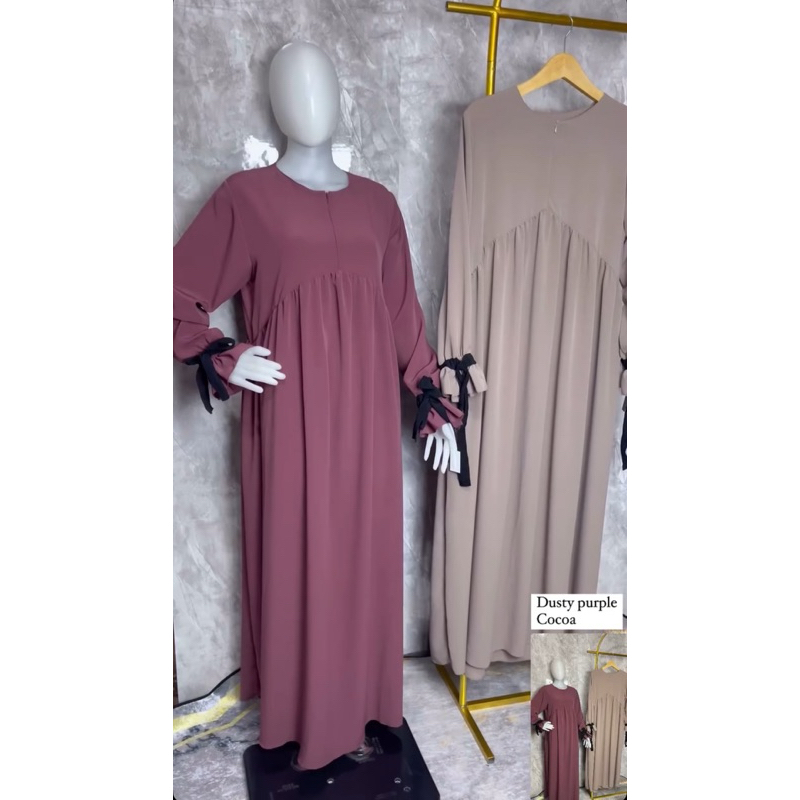 abaya gamis lengan pita