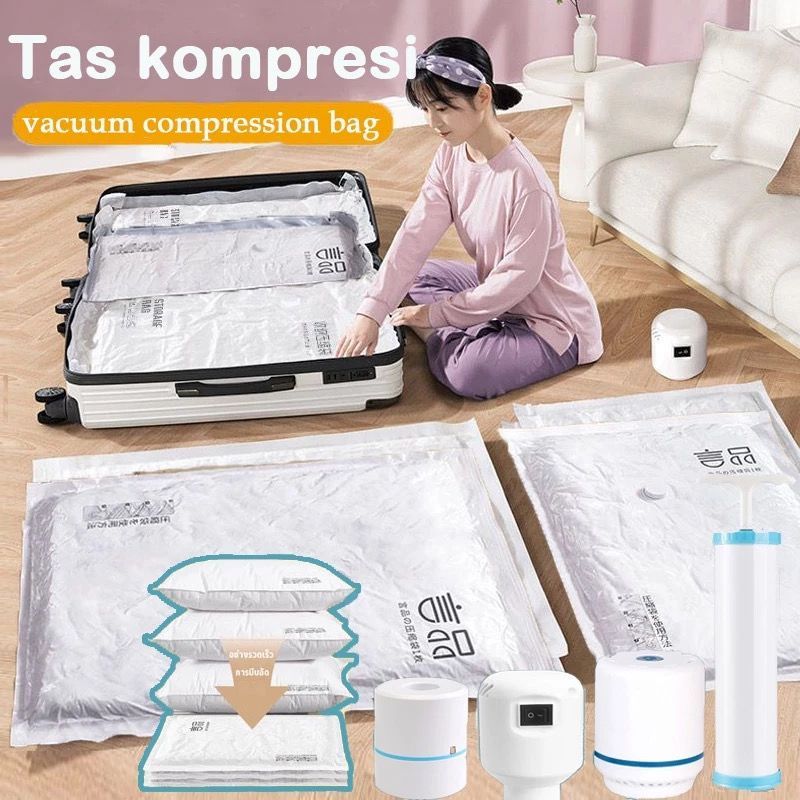MAPLE VACUUM BAG TRAVEL / ALAT VACUM BAJU DAN PLASTIK NYA / PLASTIK KOMPRESI VAKUM / PLASTIK VACUM B