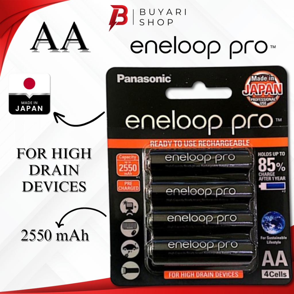 ORIGINAL Baterai Panasonic Eneloop Pro Black AA 2550 mAh Batre Cas Eneloop AA 2550 mAh Rechargeable