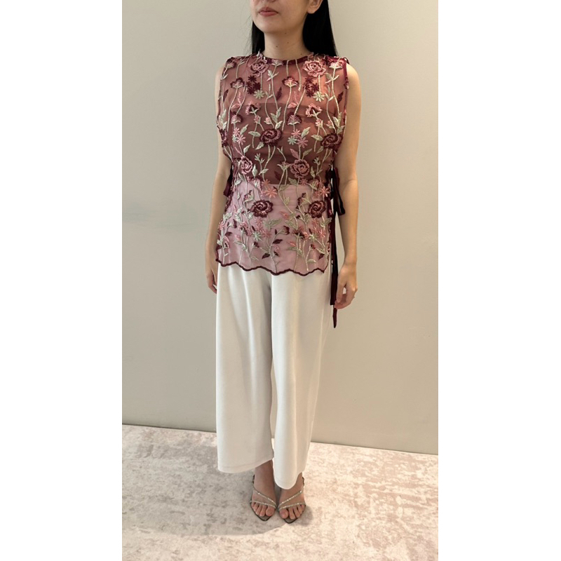 outer brokat tali samping payet pendek