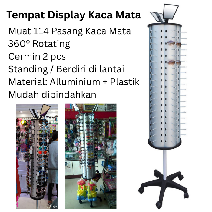 Rak Pajangan Kaca Mata isi 114 Putar 360 Derajat Tempat Kacamata Display Kaca Mata Rak Kacamata Paja