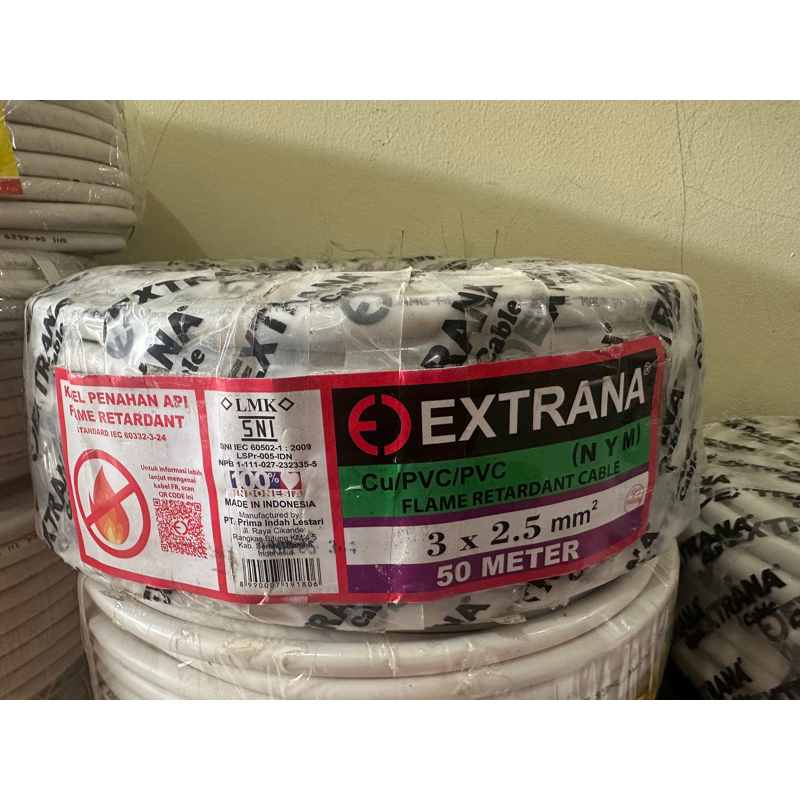 Kabel NYM Extrana tunggal 3x2,5mm putih(1roll 50meter)/Extrana 3x2,5mm NYM