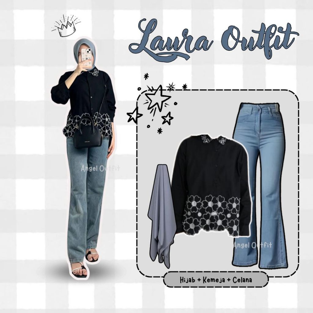 Laura Outfit Hijab OOTD (Blouse, Celana, Hijab) Setelan Wanita Korean Style - KB26