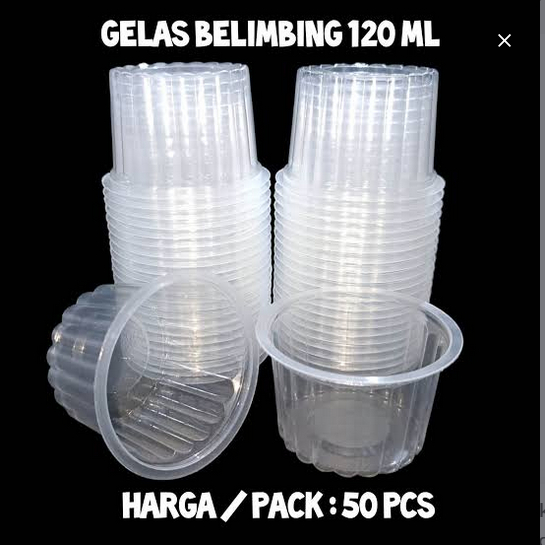 Gelas Plastik Belimbing 120ml Isi 50pcs | Cup Jelly Puding Belimbing 120 ml 50 PCS