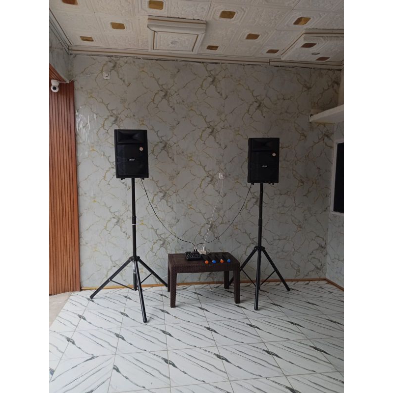 Paket Speaker Aktif Portable DAT 12 inc+Mixer Ashley+Mic Karoke+Standing