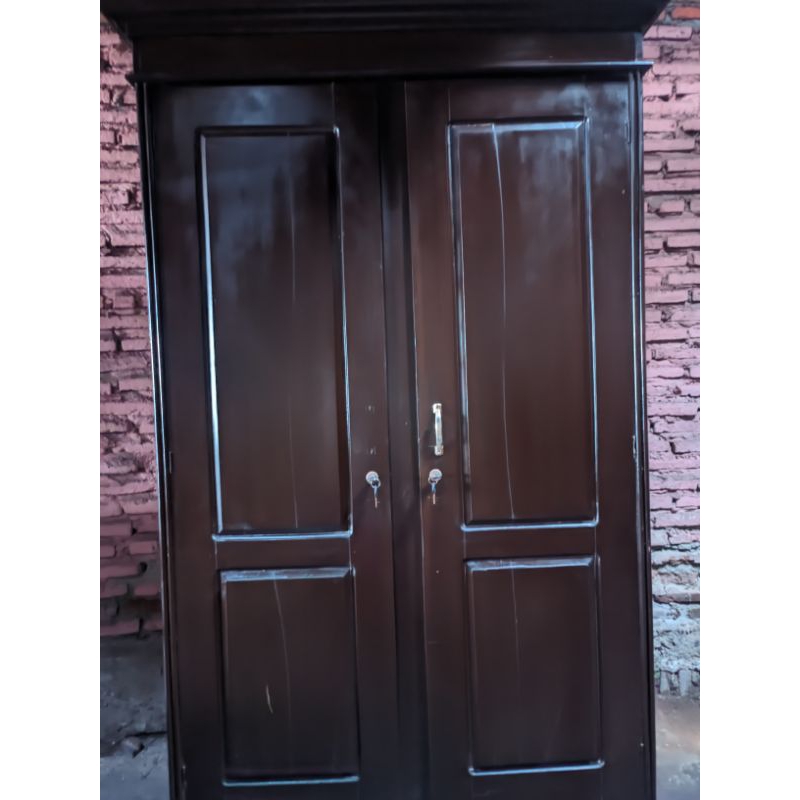 LEMARI KAYU JATI PINTU 2 TANPA KACA