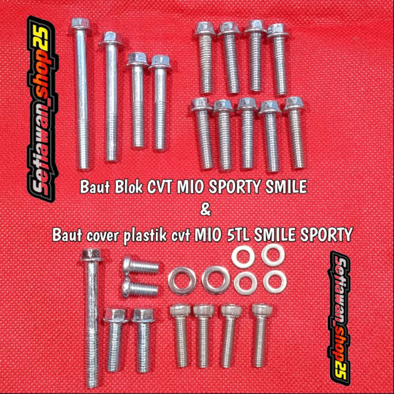 FULL SET (  Baut Blok CVT / Baut Cover CVT ) Yamaha MIO Sporty MIO  SMILE MIO Soul 5TL ASSY
