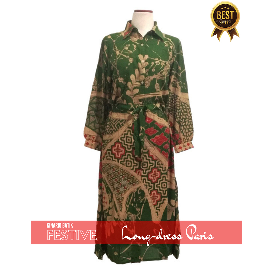 Kinario Batik Gamis Serut Batik Cap Paris Premium Solo Modern Kembang Sejagad All size
