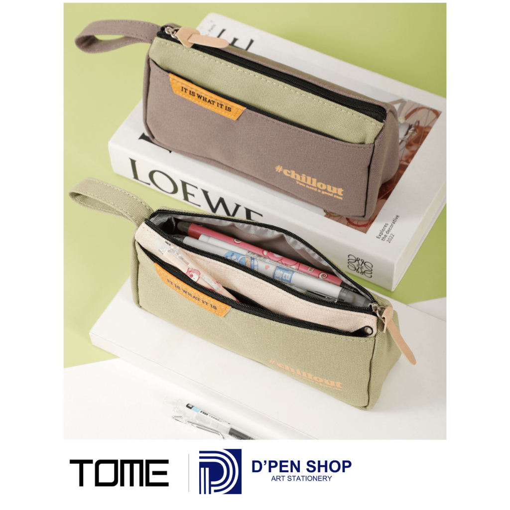 

Pencil Case Double Zipper Tempat Pensil Kanvas Minimalis TOME Chillout