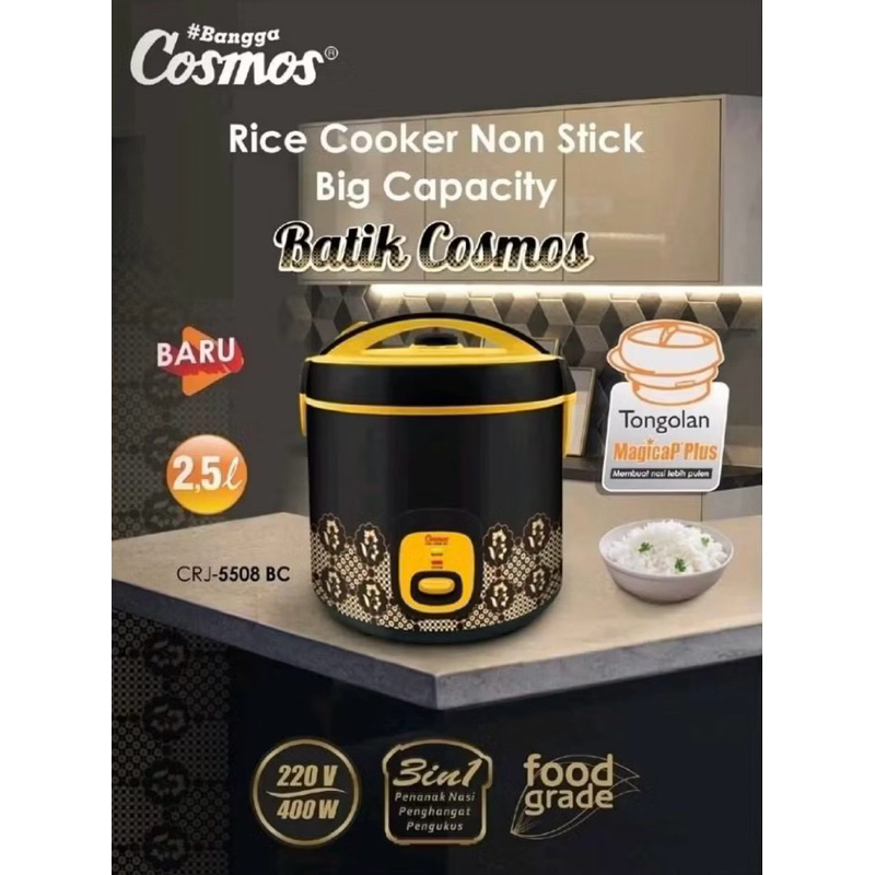 Rice Cooker Cosmos CRJ-5508BC 2,5Liter / Alat Masak Nasi Cosmos CRJ5508BC 2,5Liter