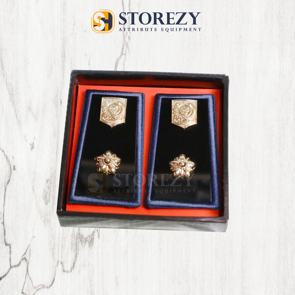 Pangkat Lurah Melati Satu Biru NAVY Dasar Akrilik Logam