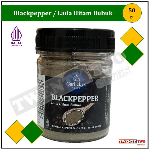 

Garlickys Bumbu Dasar Dapur Masak Bubuk Herbs & Spices PRemium Blackpepper/ Lada HitamBubuk 50gr