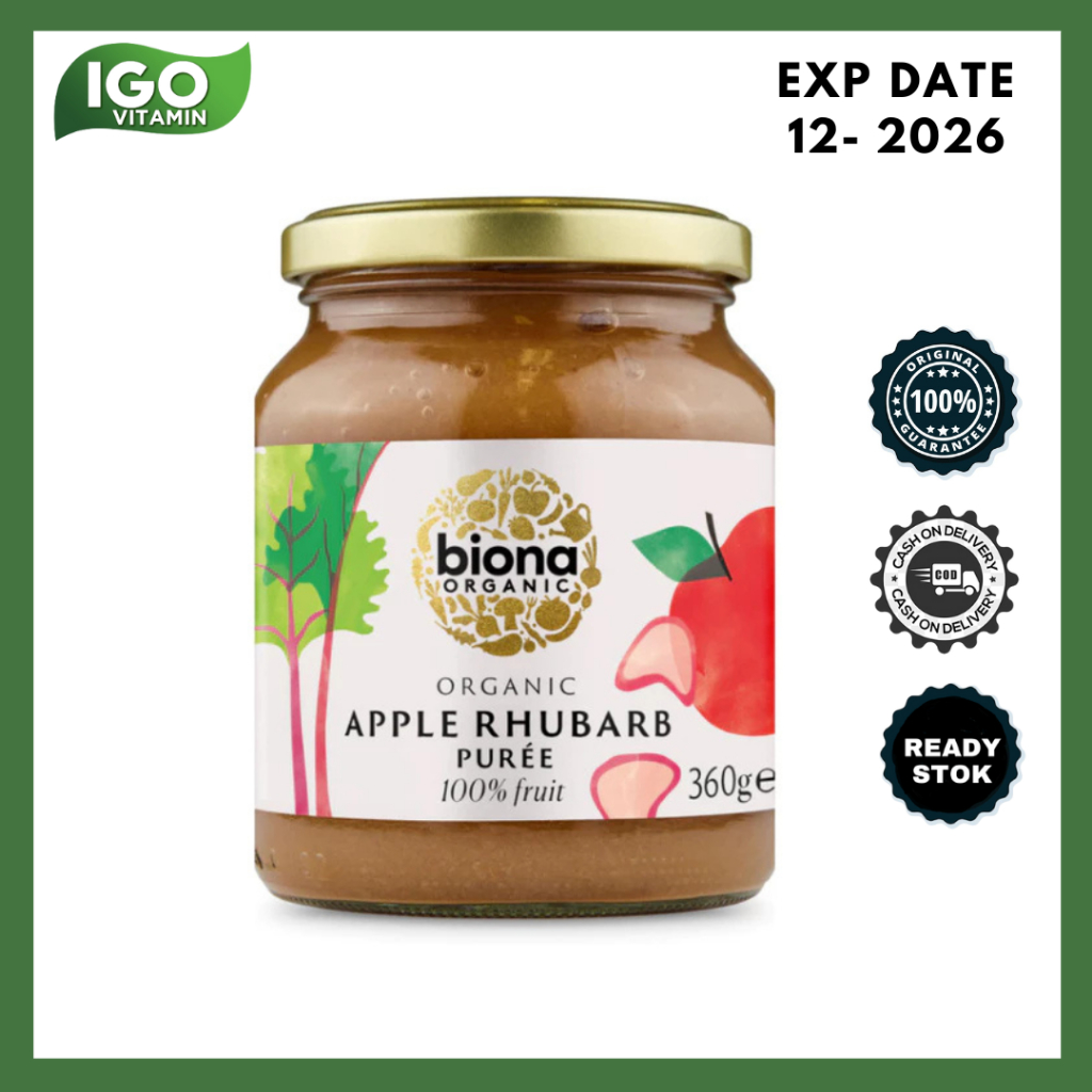 

Pure Apel Organik Biona Organic Apple & Rhubarb Puree 360 Gr