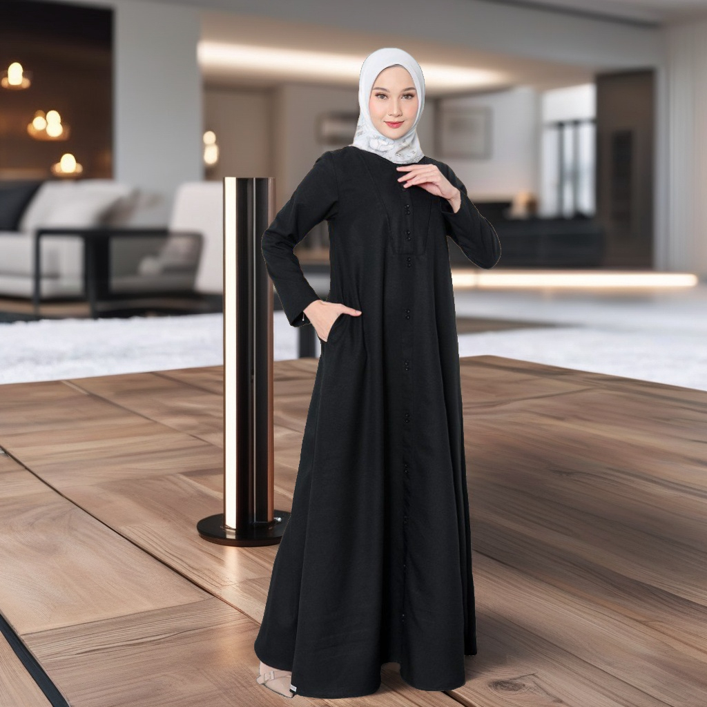 BAJU  HAJI UMROH WANITA SEPLY SHABIRA 08 BLACK / BAJU GAMIS WANITA UNTUK UMROH DAN HAJI