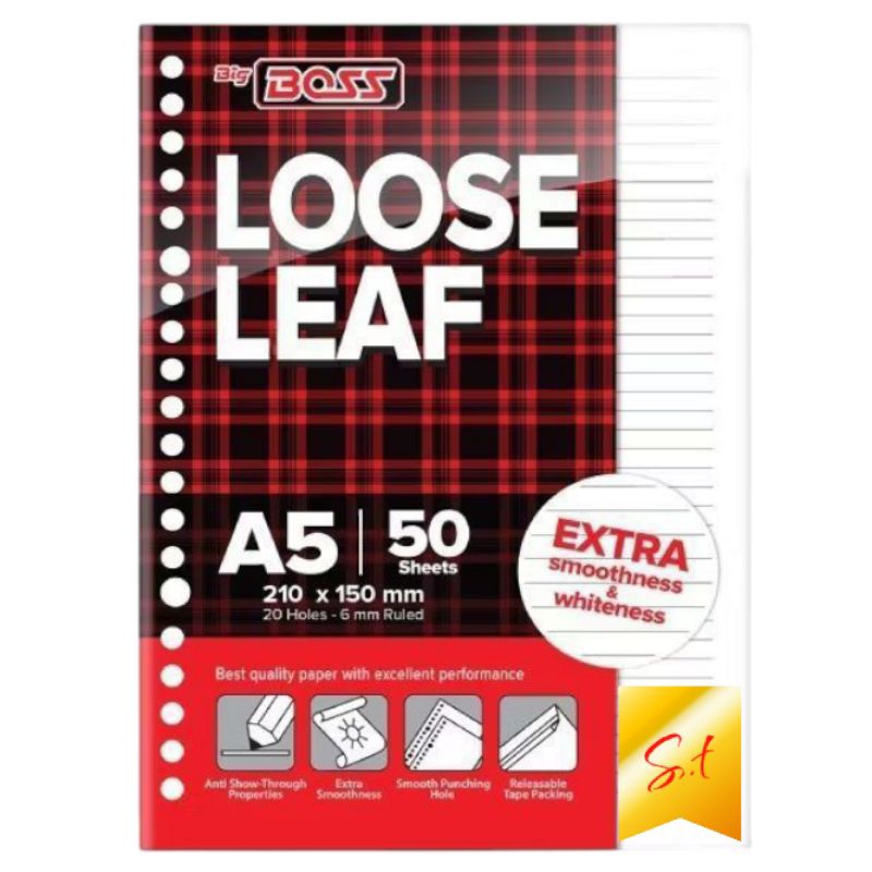 

Loose leaf A5 garis/kertas binder A5 bergaris