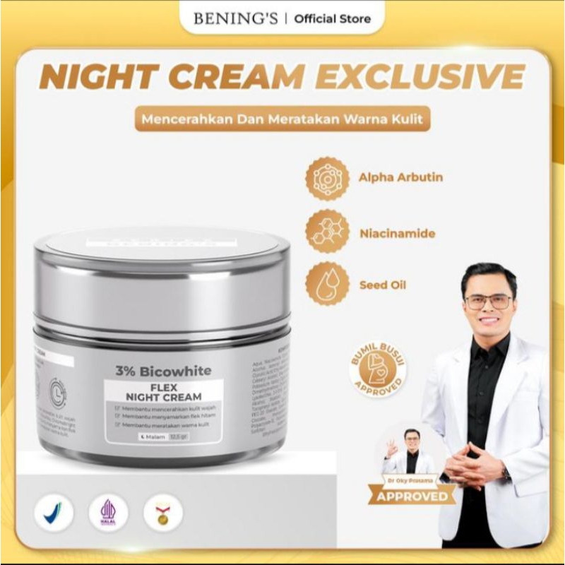 Bening's Skincare By Dr. Oky Pratama Krim Malam Exclusive Mencerahkan Mengatasi....
