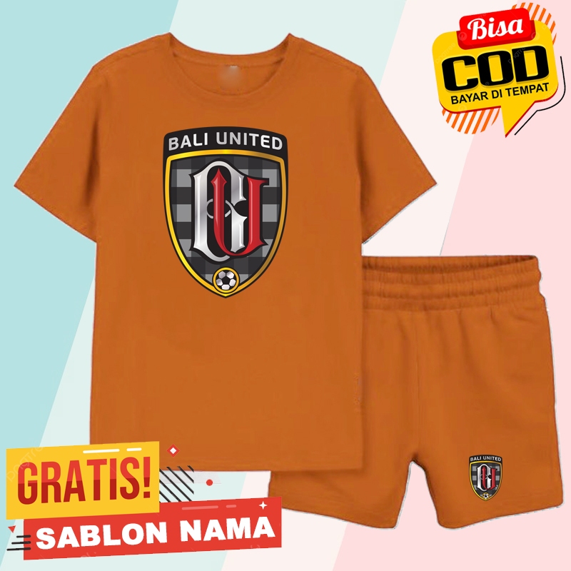 Setelan Koas Anak Bali United / Baju Setelan Celana Kaos Anak Laki Laki & Perempuan Custom Nama Bali