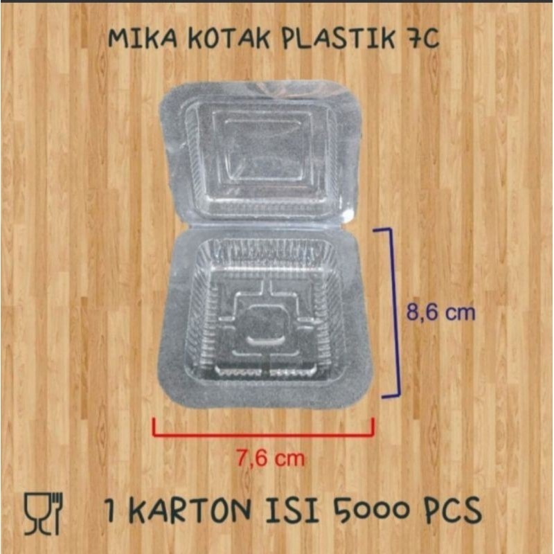 [ 1 PACK 100 PCS ] Plastik Mika Kue Kotak 7C Kecil/ Mika Plastik Kue 7a / Box Mika Plastik 7C / Mika