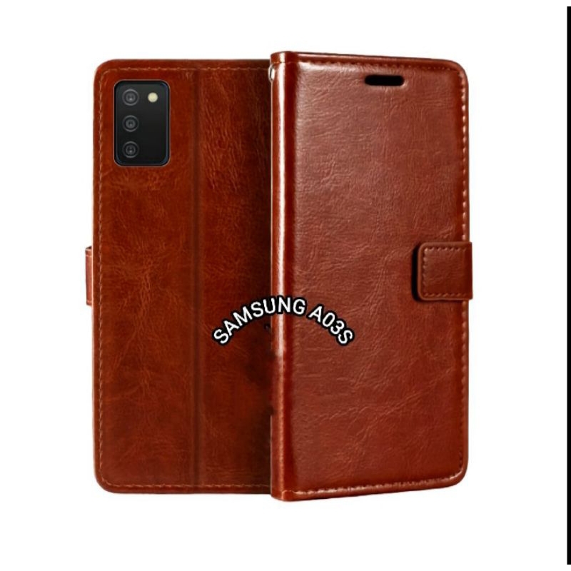 CASE SAMSUNG A03 A03S A03 CORE LEATHER CASING FLIP COVER MODEL DOMPET BAHAN KULIT PREMIUM