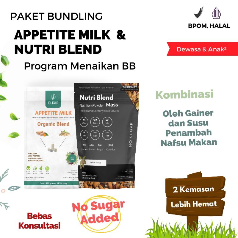 

Paket Bundling Penambah Berat Badan - Nutrition Powder dan Appetite Milk