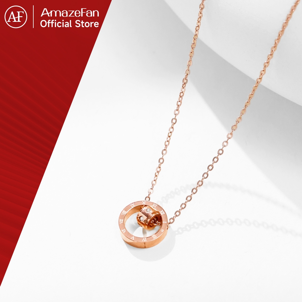 AmazeFan Jewelry Kalung baja titanium anti-karat dan anti-basah. Kalung Couple, Kalung Wanita, Kalun