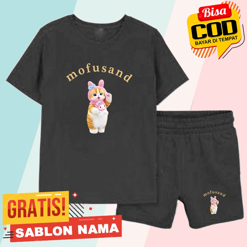 Setelan Koas Anak Mofusand Cat x My Melody / Baju Setelan Celana Kaos Anak Laki Laki & Perempuan Cus