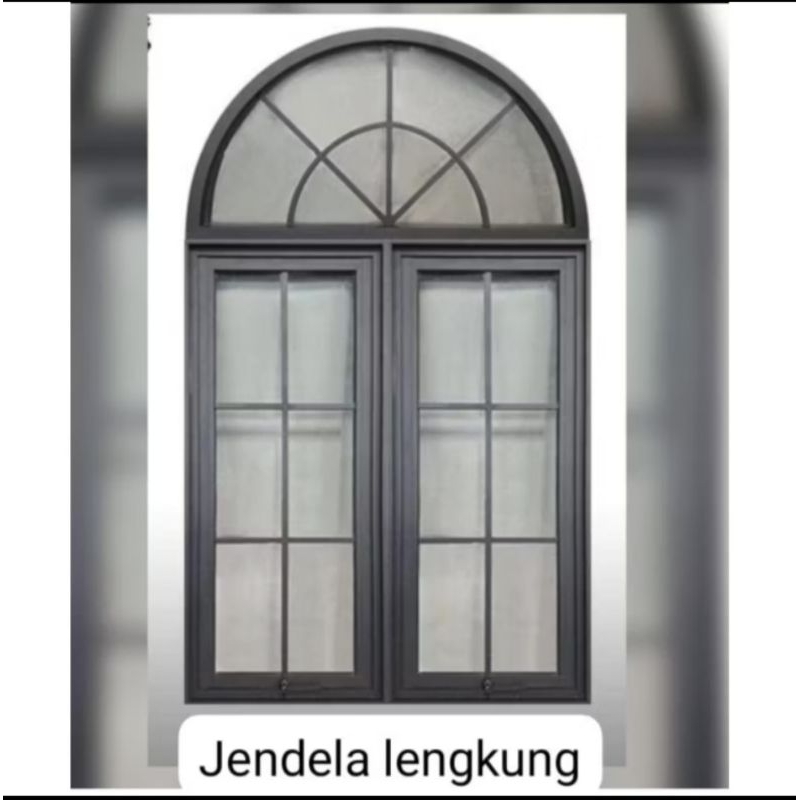 Jendela lengkung Alumunium uk 120x190 cm kusen 4"Kirim Se-Indonesia(Free Packing Kayu)