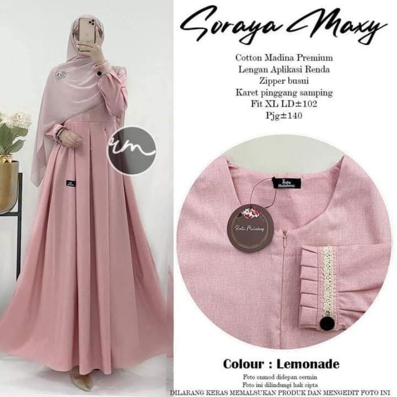 Dress gamis Katun madinah Soraya maxy original