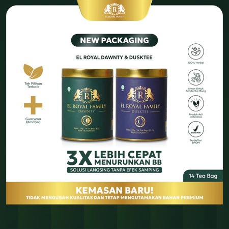 

El Royal Premium Herbal Tea Morning & Night Slimming Tea Membantu melancarkan pencernaan.