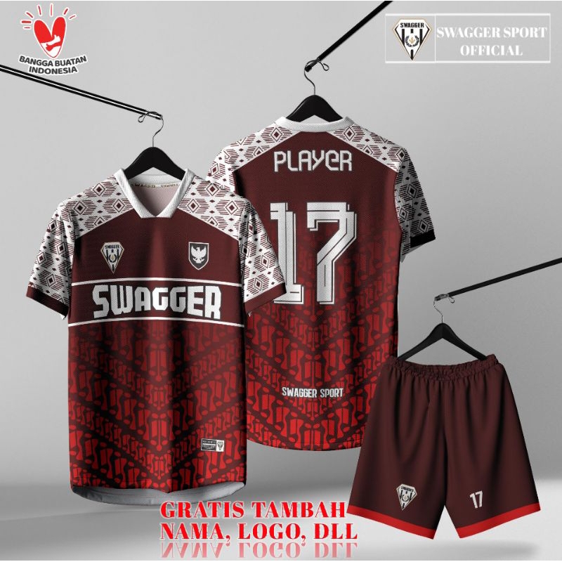 Jersey Futsal Custom / Baju Bola Gratis Nama / Jersey Custom Full Printing Motif Batik / Jersey Vint