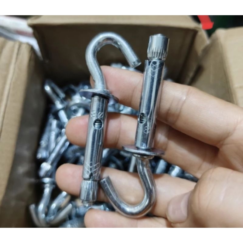 hook dynabolt m8x50 gantungan galvanis/ hook anchor m8x40 gantung terbuka hook gantungan buka M8 x 5