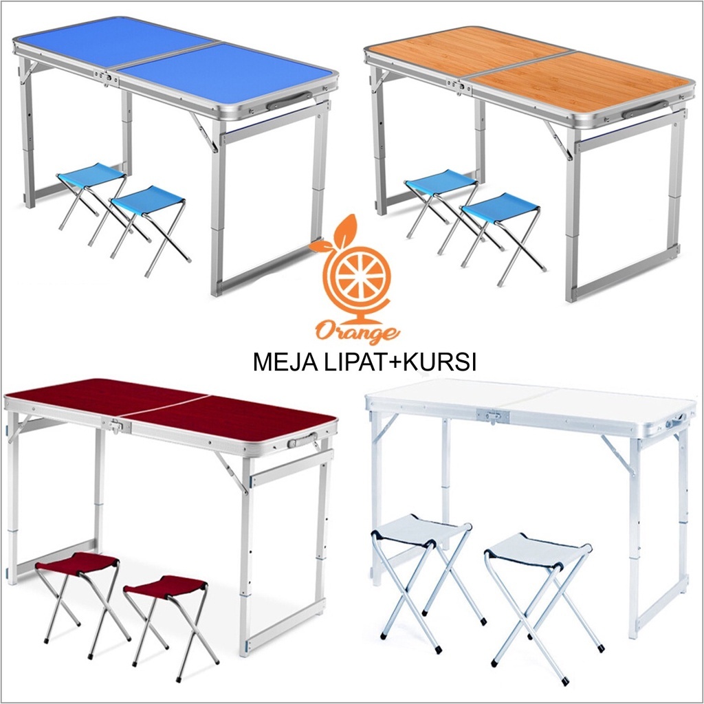 DUAPUTRA  Meja Lipat Koper Hpl Serbaguna Meja Lipat Portable+kursi Meja Lipat Meja Portable