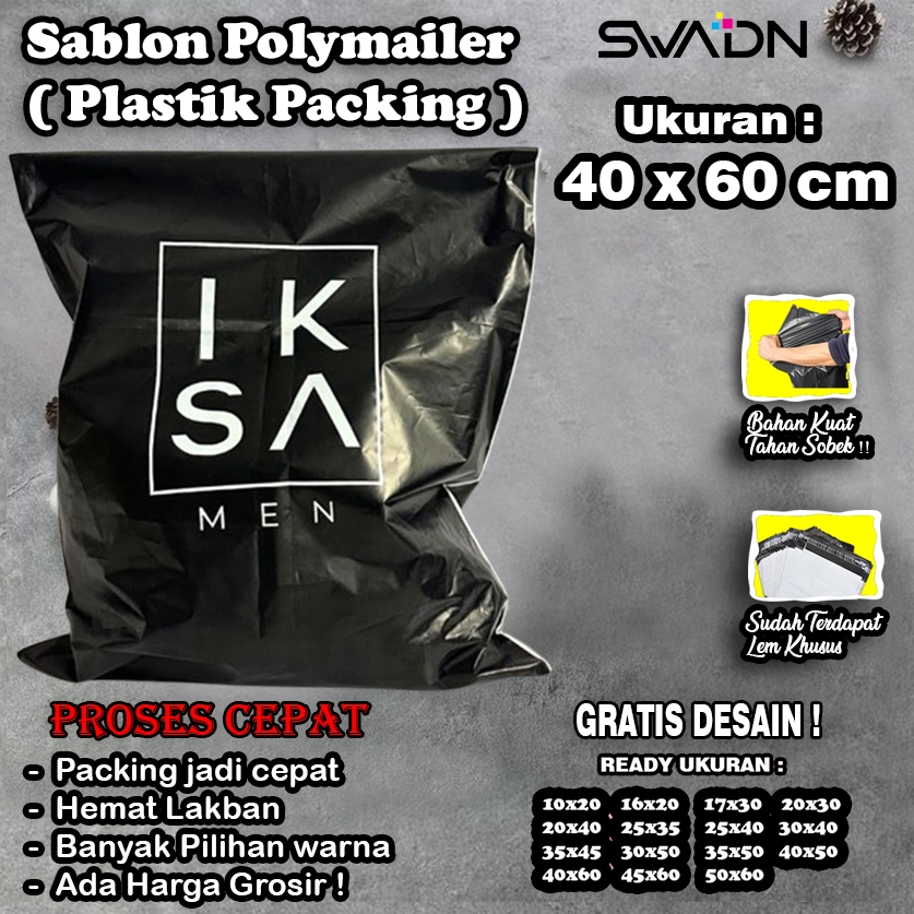 

SABLON POLYMAILER 40X60 / CUSTOM POLYMAILER 40X60 / POLYMAILER 40X60 / PLASTIK PACKING / PLASTIK BAJU