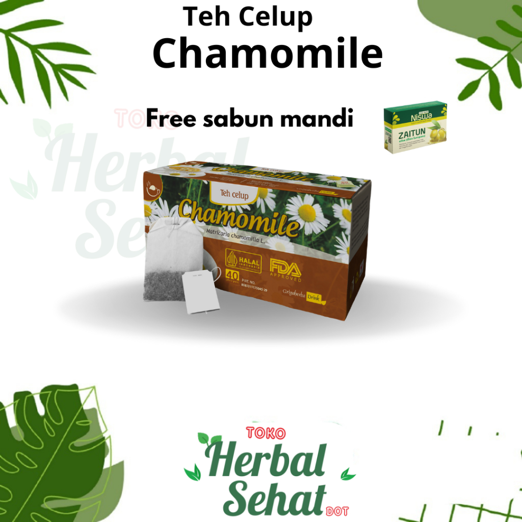 

Teh herbal Chamomile griya herba isi 20 kantong teh celup membantu meningkatkan kualitas tidur halal