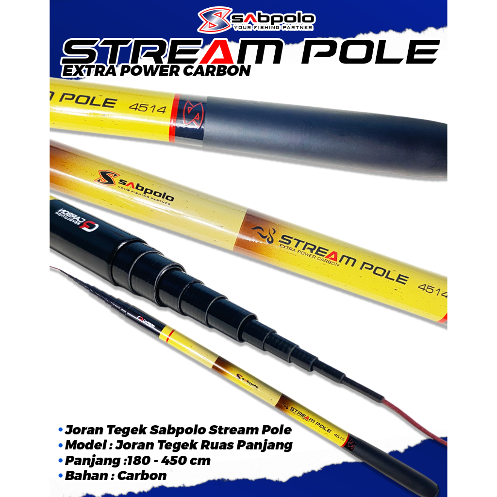 Joran Tegek Carbon Murah Sabpolo Stream Pole