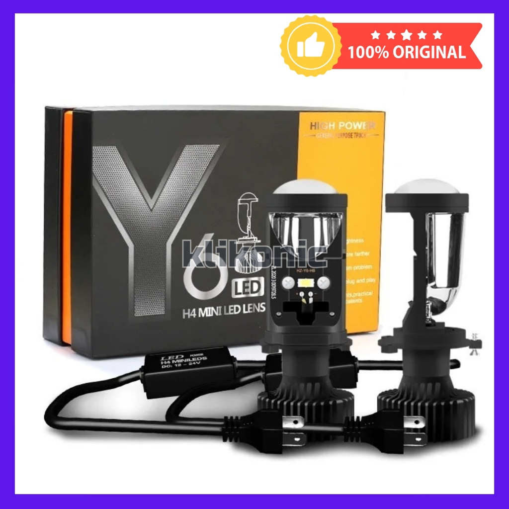 2Pcs Led H4 Y6 Mini Projector Cahaya Biled Dengan Kipas Pendingin