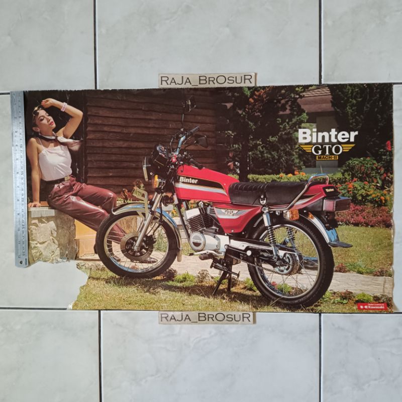 Poster iklan jumbo jadul lawas ex dealer Kawasaki Binter GTO Mach II/Binter GTO Mach 2 1983-1984