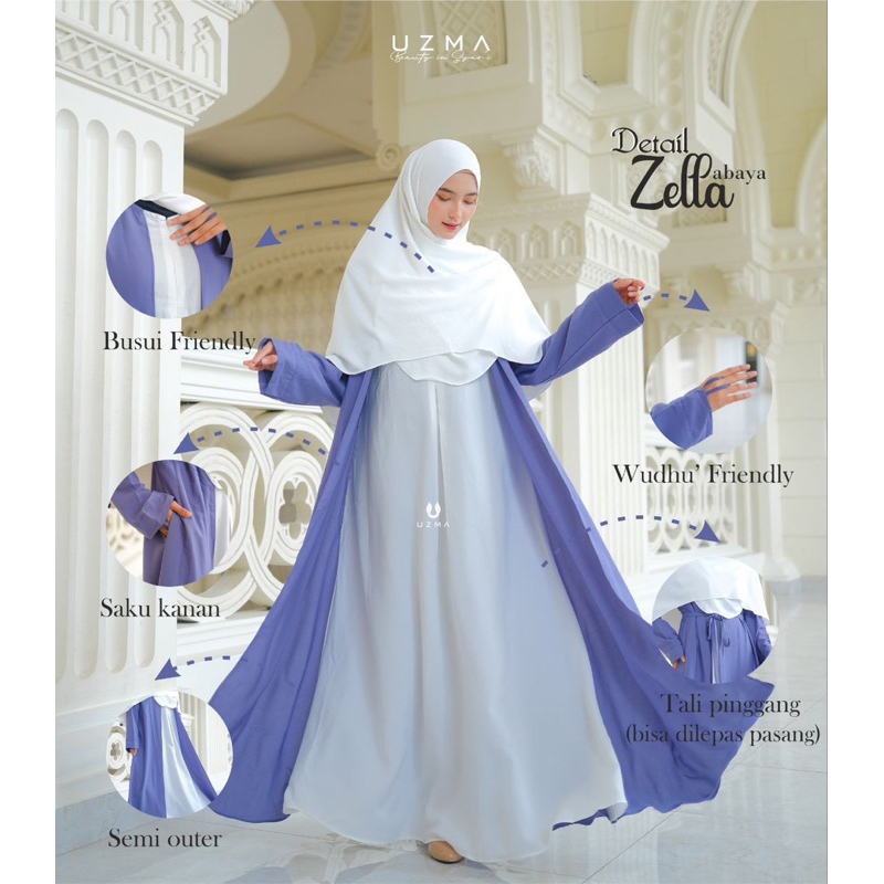Abaya Zella By Uzma Hijab / Abaya simpel / muslimah syari / Abaya polos / Abaya Premium