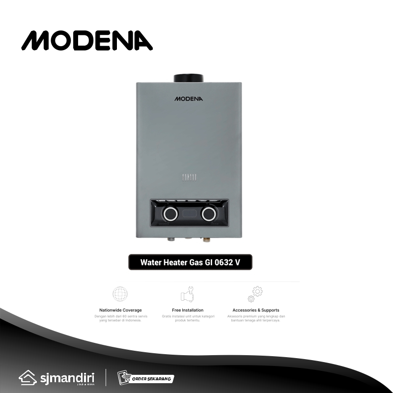 MODENA Water Heater Gas GI 0632 V LPG 6 Liter Pemanas Air Modena