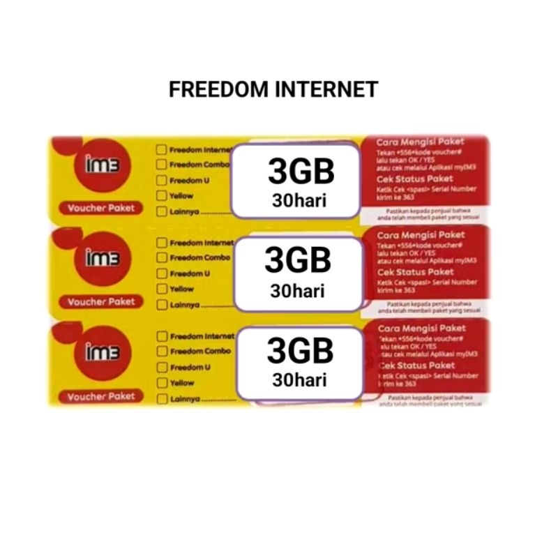 voucher Indosat freedom internet 3GB 14hari